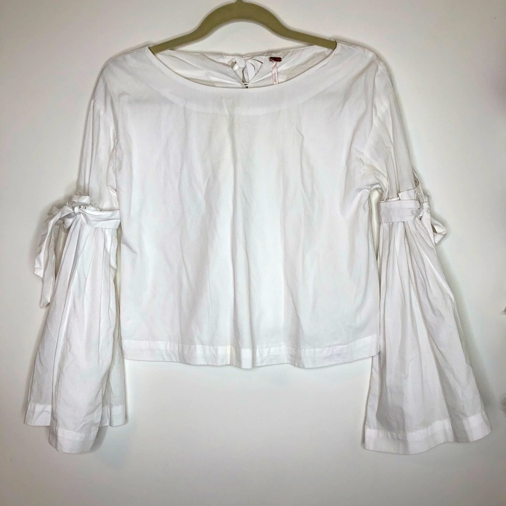 Free People white cropped blouse, bell sleeves